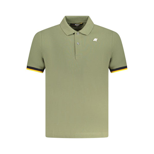 K-WAY Green Cotton Polo Shirt with short sleeves, 2 buttons, contrasting details, application, and logo visible.