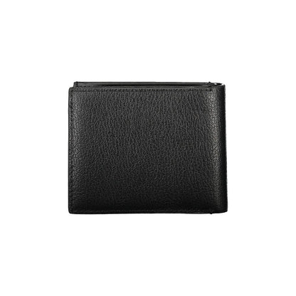 Calvin Klein Black Leather Wallet with 2 compartments, coin purse, card spaces, RFID block, logo visible