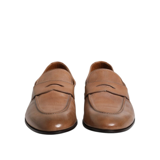 Brunello Cucinelli Brown Leather Loafer Dress Formal Shoes MV7267-44