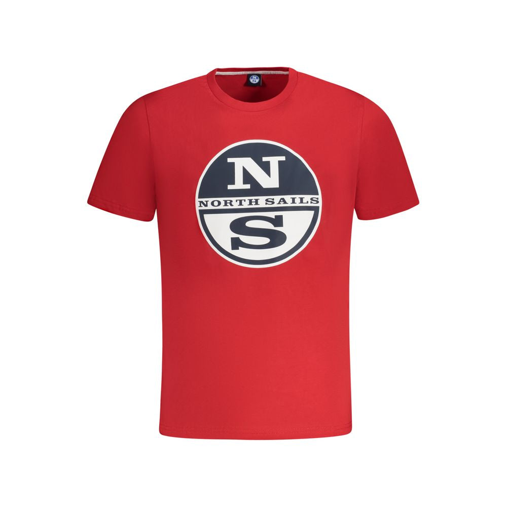 Red North Sails Red Cotton Men T-Shirt with iconic logo print.