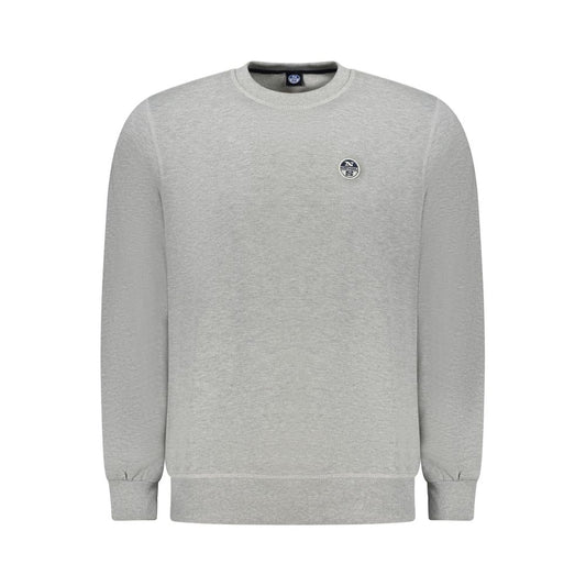 North Sails Gray Cotton Men Sweater with bold logo and brushed finish, perfect for modern trendsetters.