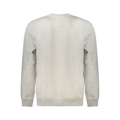Back view of Tommy Hilfiger Gray Cotton Men Sweater showcasing long sleeves and classic crew neck.