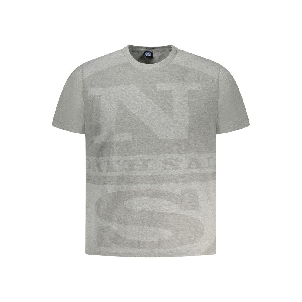 North Sails Brown Cotton Men T-Shirt with crew neck and logo print, showcasing classic style and elegance.