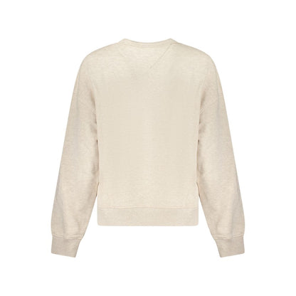 Back view of Tommy Hilfiger Beige Cotton Women Sweater, long sleeve crew neck with iconic embroidery, showcasing premium quality fabric.