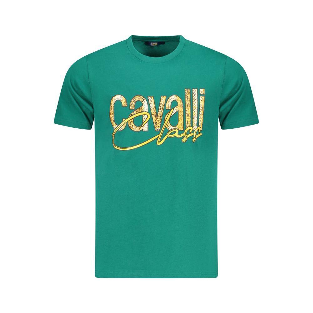 Cavalli Class Green Cotton Men T-Shirt CA-36603-L
