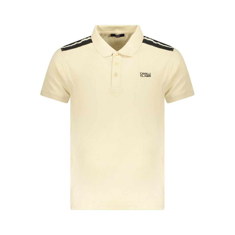 Cavalli Class Beige Cotton Men Polo Shirt CA-36663-XXL