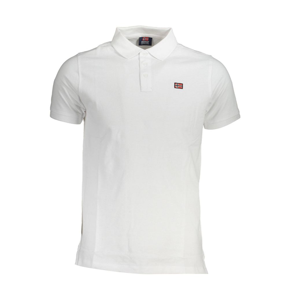 Norway 1963 White Cotton Men Polo Shirt with a subtle logo, ideal for casual elegance and comfort.