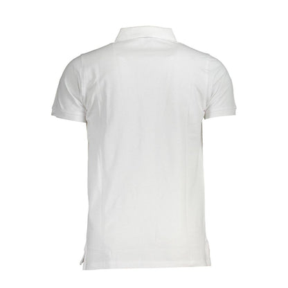 Back view of Norway 1963 White Cotton Men Polo Shirt featuring classic short sleeves and elegance for a timeless look.