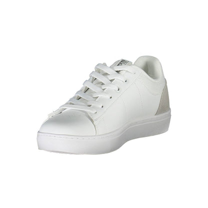 Napapijri White Leather Women Sneaker with bold design and prominent logo, perfect blend of style and comfort for the fashion-savvy athlete.