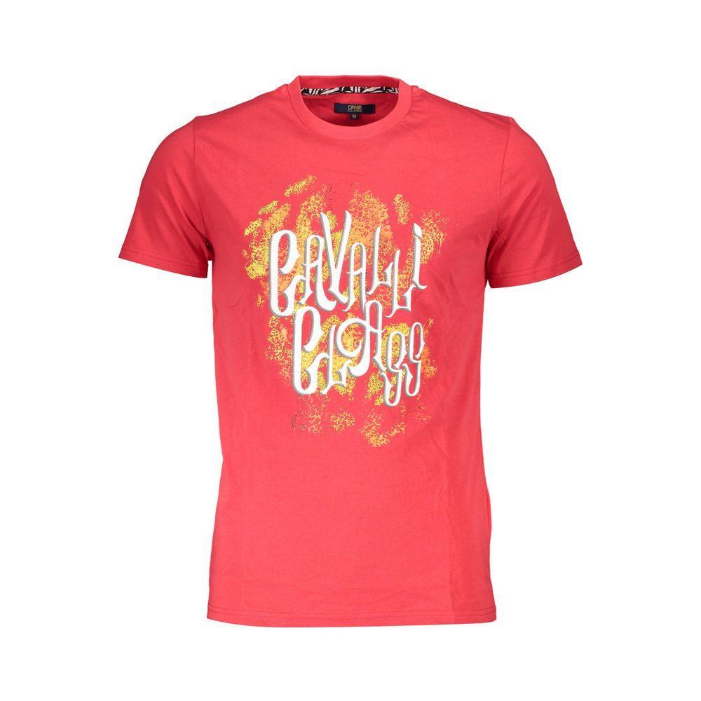 Cavalli Class Red Cotton Men T-Shirt CA-37443-M