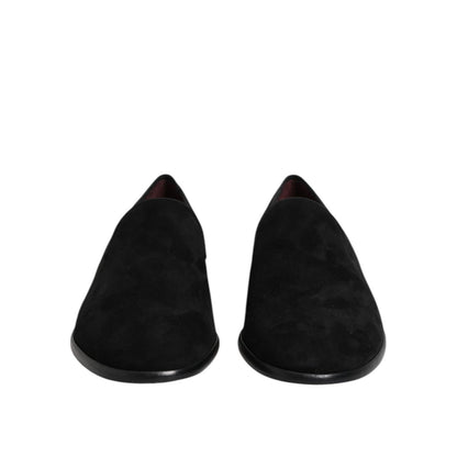 Dolce & Gabbana Black Suede Slip On Loafers Formal Shoes