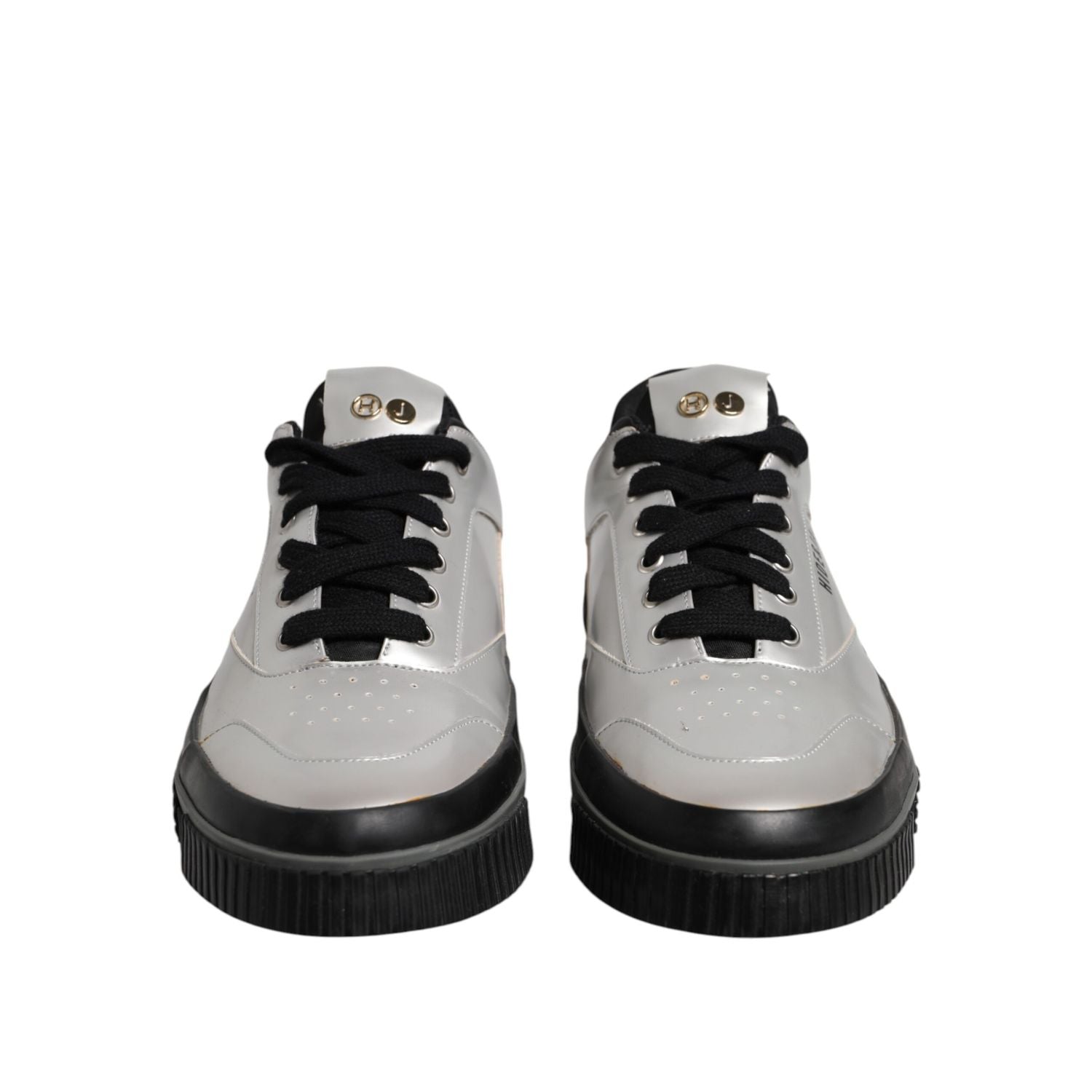 HIDE & JACK Metallic Silver Low Top Lace Up Sneakers Shoes
