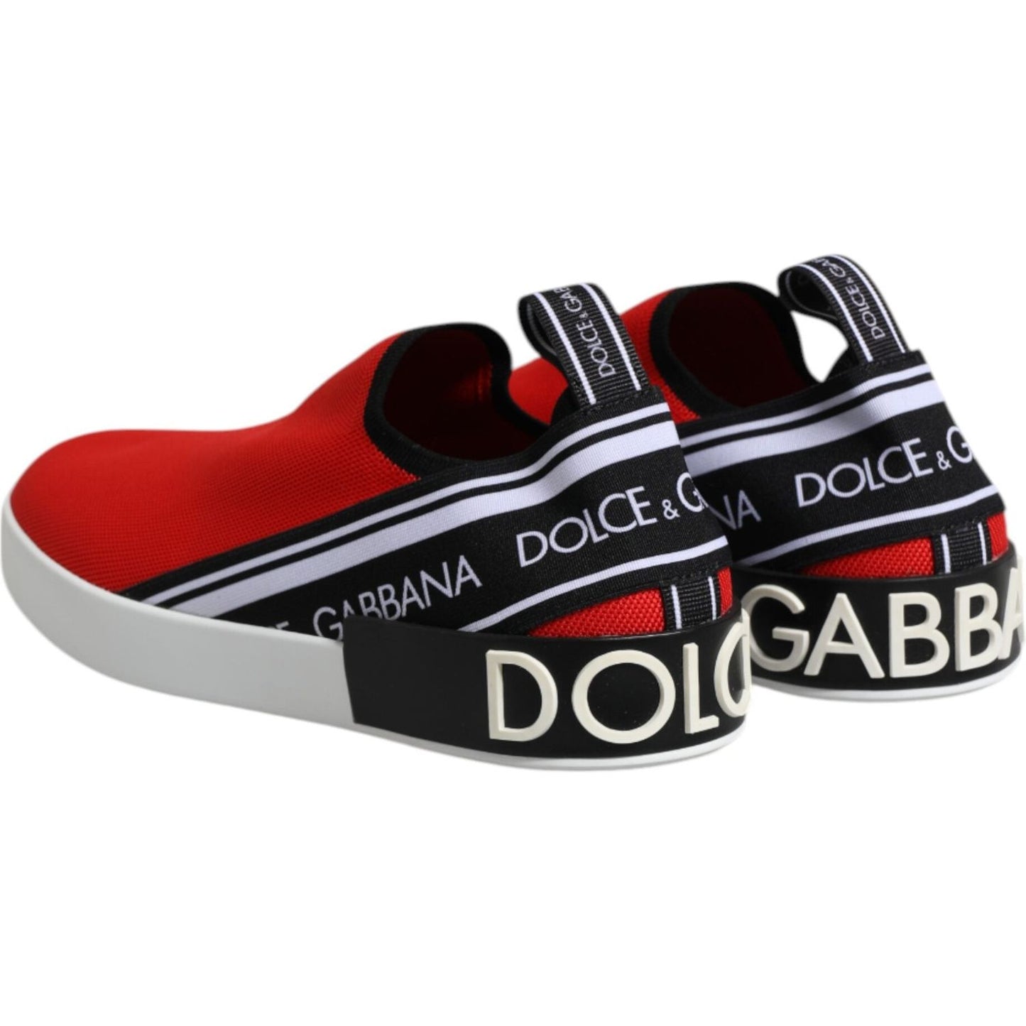 Dolce & Gabbana Red Logo Low Top Slip On Men Sneakers Shoes MV7290-40