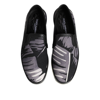Dolce & Gabbana Black Tropical Slip On Men Sneakers Shoes
