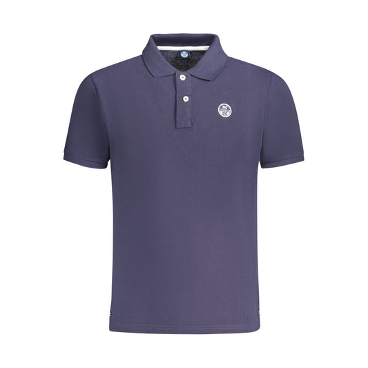 North Sails Blue Cotton Men Polo Shirt with 2-button placket and logo