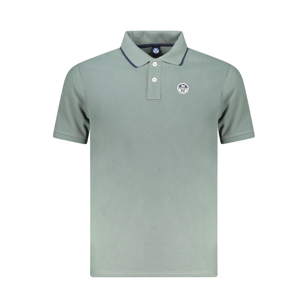 North Sails Green Cotton Men Polo Shirt with logo and two-button placket