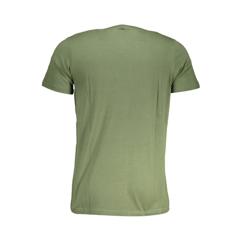 Back view of Norway 1963 Green Cotton Men T-Shirt in vibrant green, showcasing short sleeves and crew neck design.