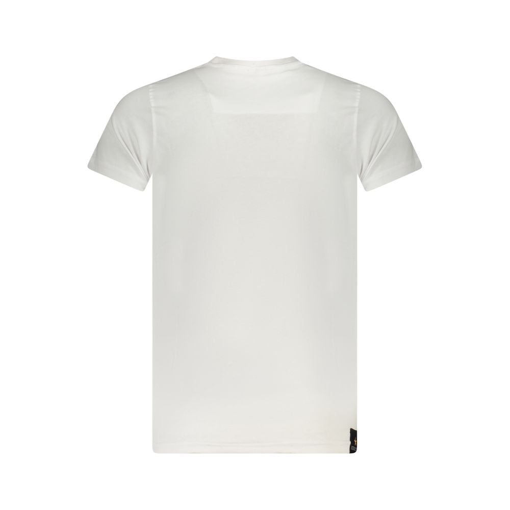 Back view of Accademia Militare White Cotton T-Shirt with short sleeves and crew neck design.