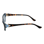 Side view of Guess Brown Women Glasses Frame with tortoiseshell pattern temples and full-rim cat eye style.