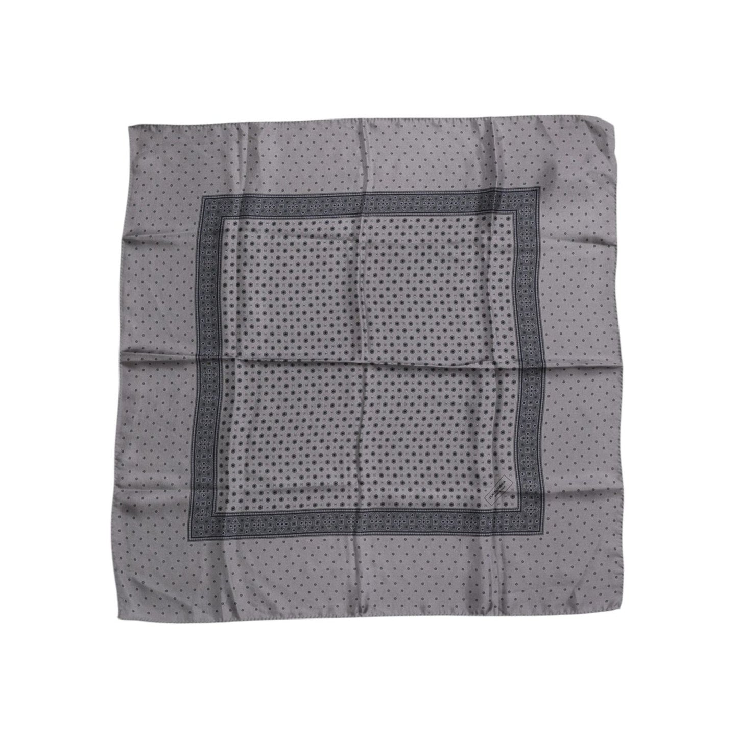 Dolce & Gabbana Gray Polka Dot Silk Square Men Foulard Scarf MS7176