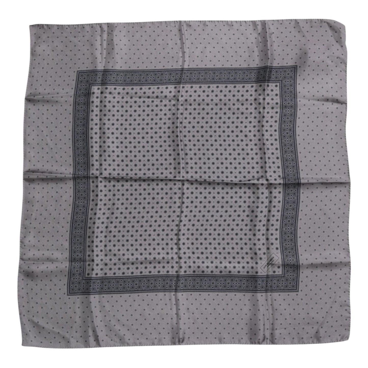 Dolce & Gabbana Gray Polka Dot Silk Square Men Foulard Scarf MS7176