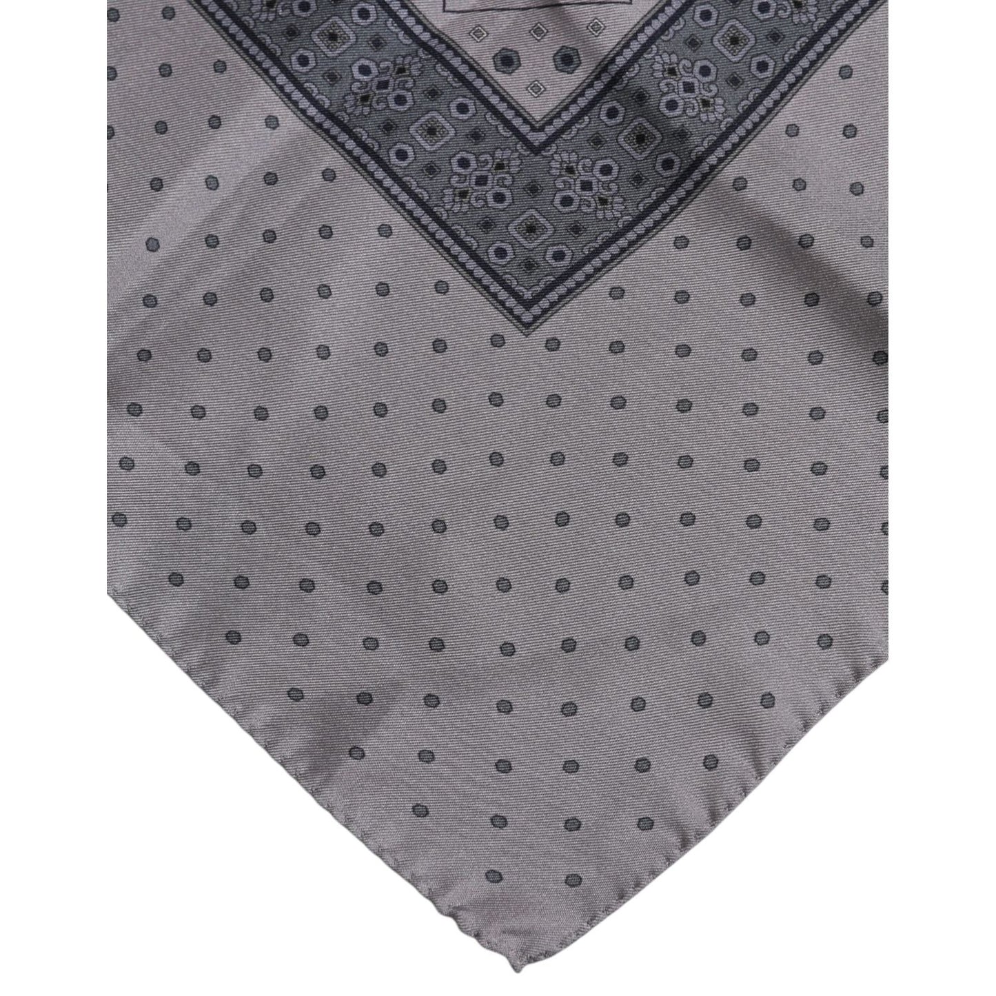 Dolce & Gabbana Gray Polka Dot Silk Square Men Foulard Scarf MS7176