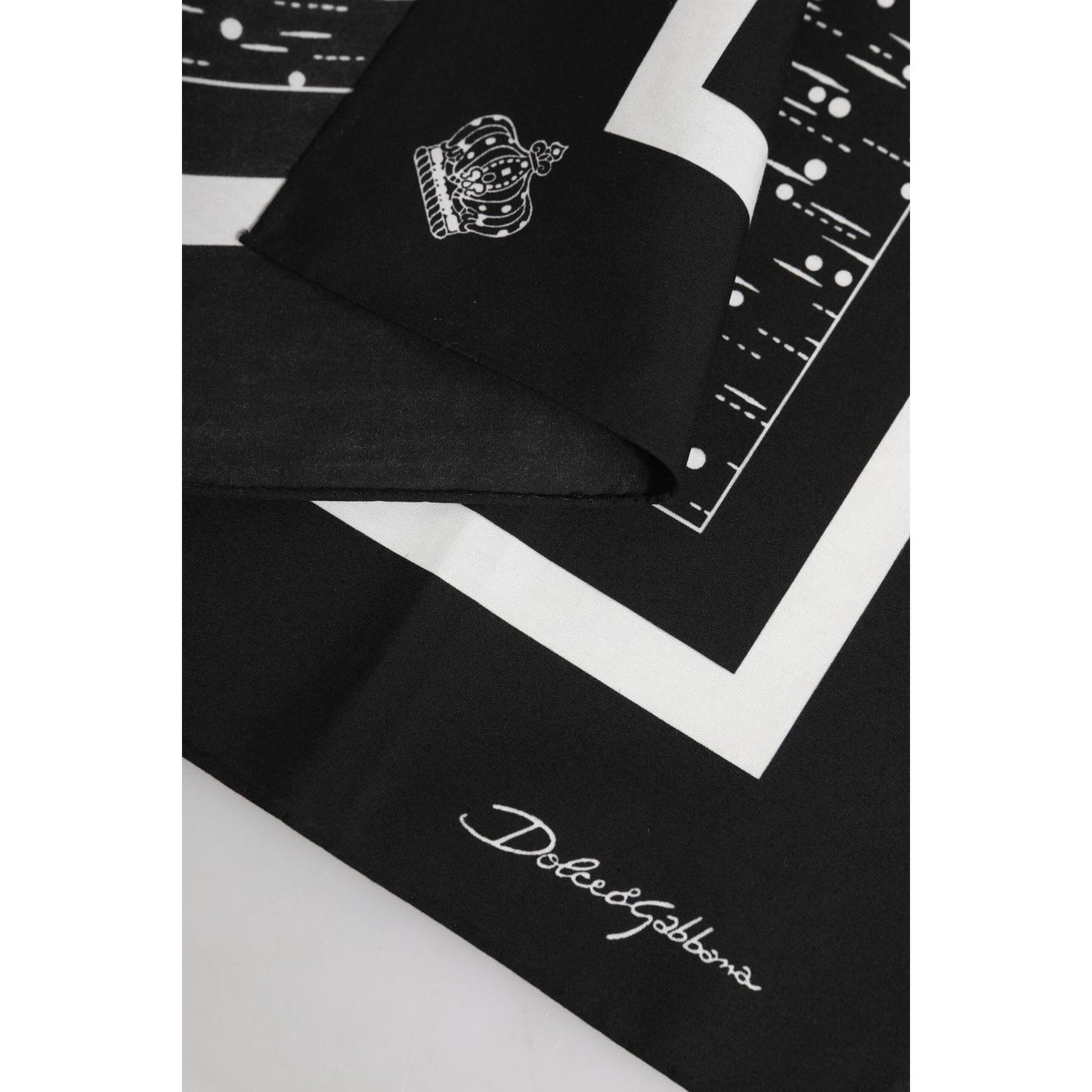 Dolce & Gabbana Black White Printed Square Foulard Scarf MS7223