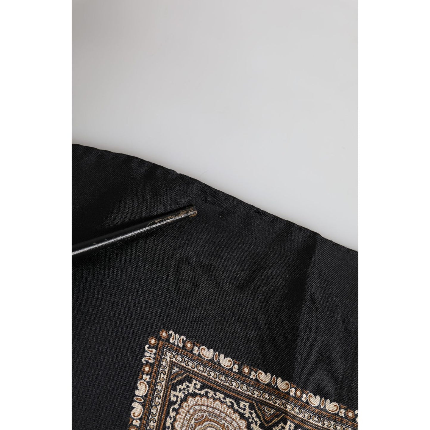 Dolce & Gabbana Black Brown Patterned Square Foulard Scarf