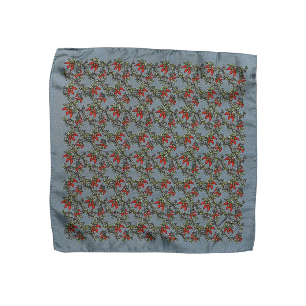Dolce & Gabbana Gray Chilis Silk Square Men Foulard Scarf MS7339