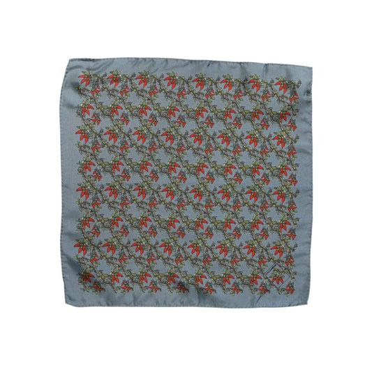 Dolce & Gabbana Gray Chilis Silk Square Men Foulard Scarf MS7340