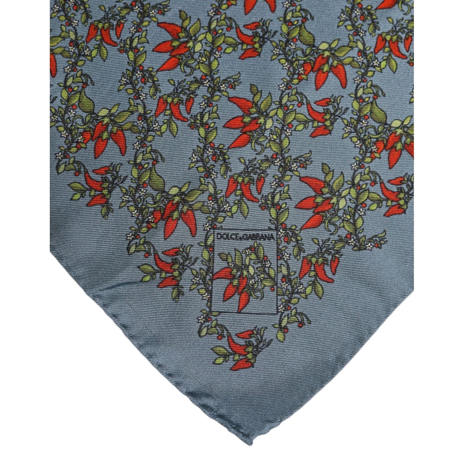 Dolce & Gabbana Gray Chilis Silk Square Men Foulard Scarf