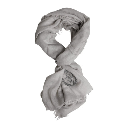 Dolce & Gabbana Gray DG Crown Neck Warmer Wrap Shawl Scarf