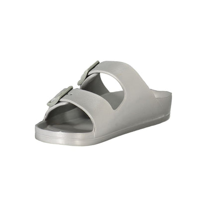 Norway 1963 Gray Plastic Women Sandal with buckles and logo, chic contemporary slipper for trendsetters seeking style and comfort