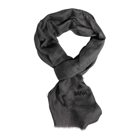 Dolce & Gabbana Gray Logo Print Neck Warmer Wrap Shawl Scarf MS7457