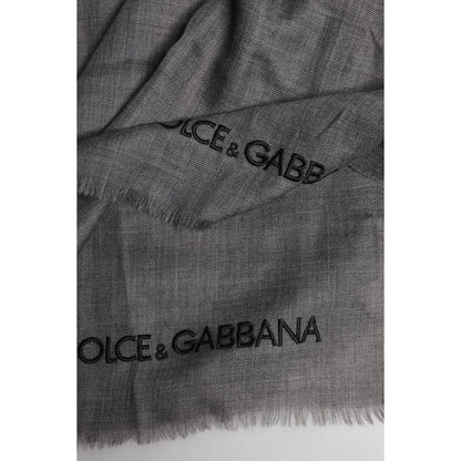 Dolce & Gabbana Gray Logo Print Neck Warmer Wrap Shawl Scarf