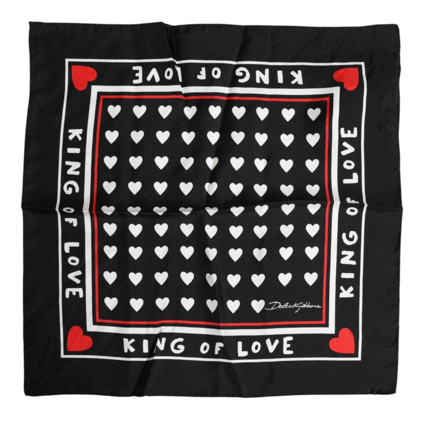 Dolce & Gabbana Black Printed Silk Square Men Foulard Scarf MS7468