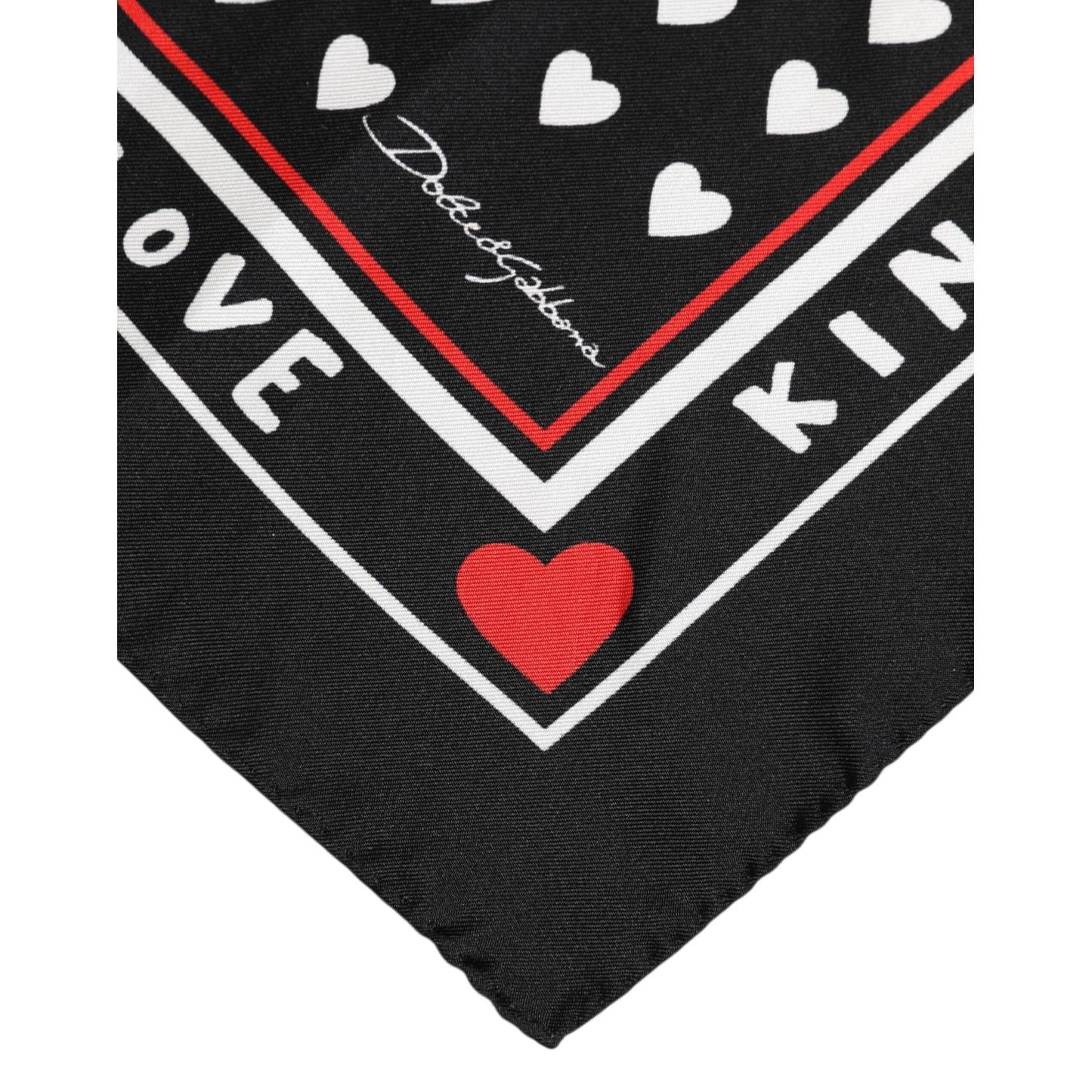 Dolce & Gabbana Black Printed Silk Square Men Foulard Scarf MS7468