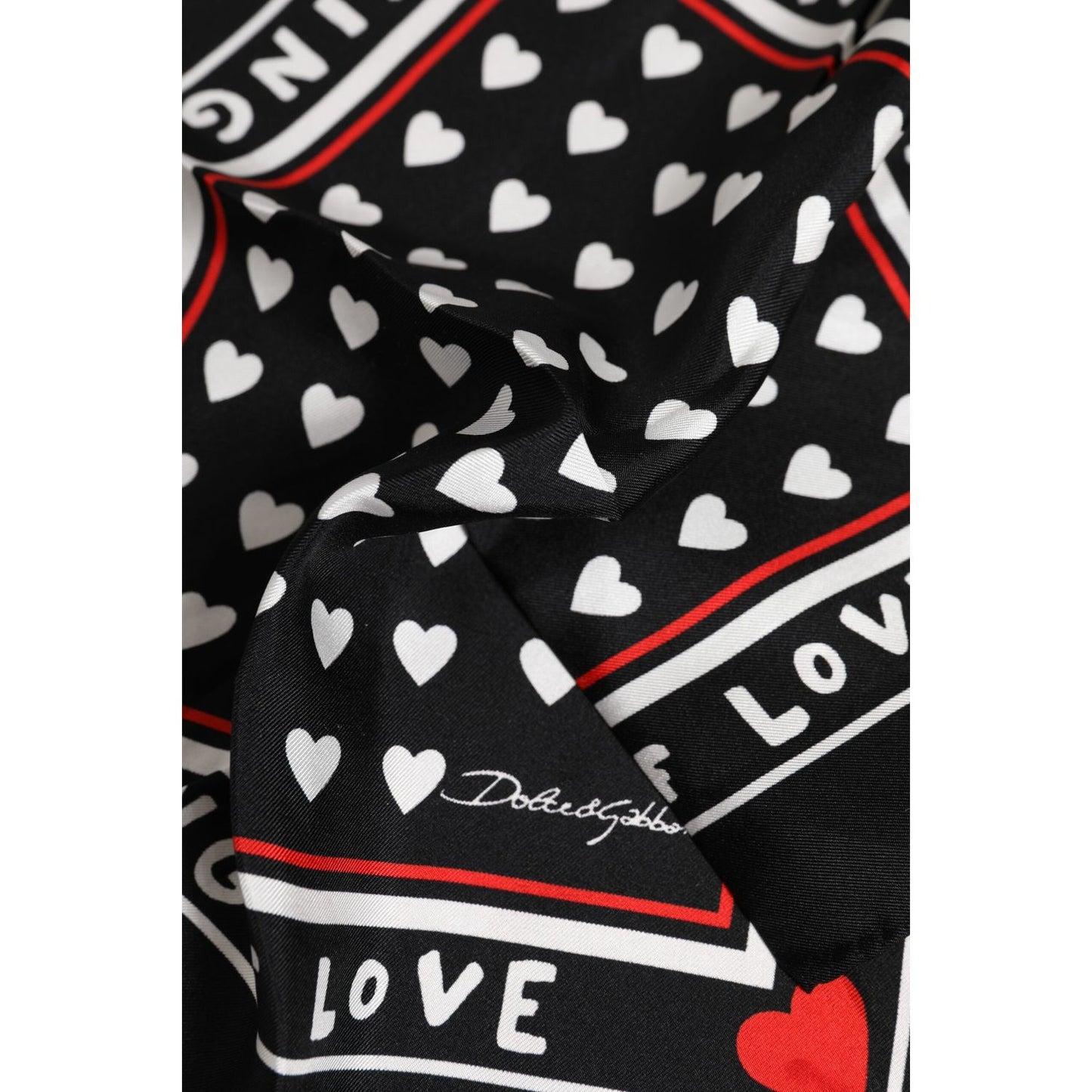 Dolce & Gabbana Black Printed Silk Square Men Foulard Scarf MS7468
