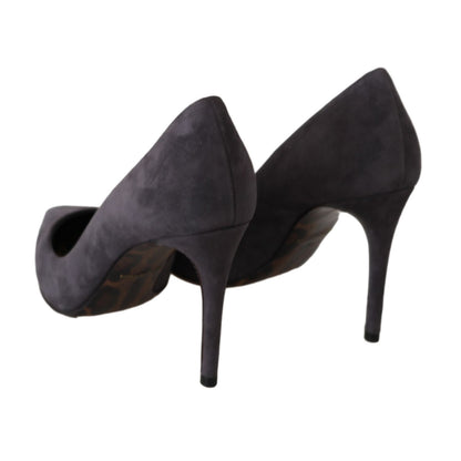 Dolce & Gabbana Gray Suede Leather Stiletto Shoes Heels