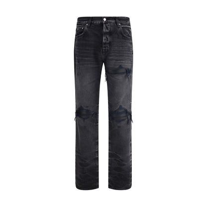Amiri Black Cotton Straight-Leg Jeans