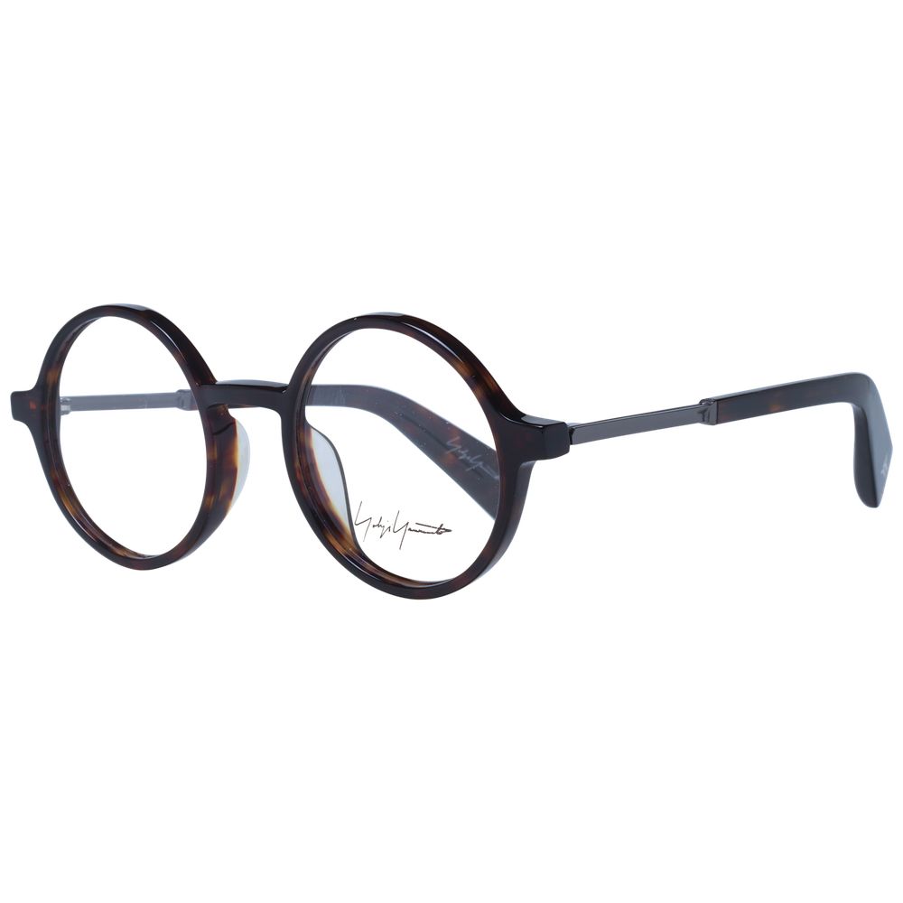 Yohji Yamamoto Brown Unisex Glasses Frame with full-rim acetate panto style, shown with demo lenses.