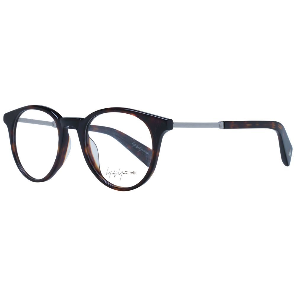 Yohji Yamamoto Brown Unisex Glasses Frame, full-rim acetate, round style, 50-20-140 size, soft case included, demo lenses.