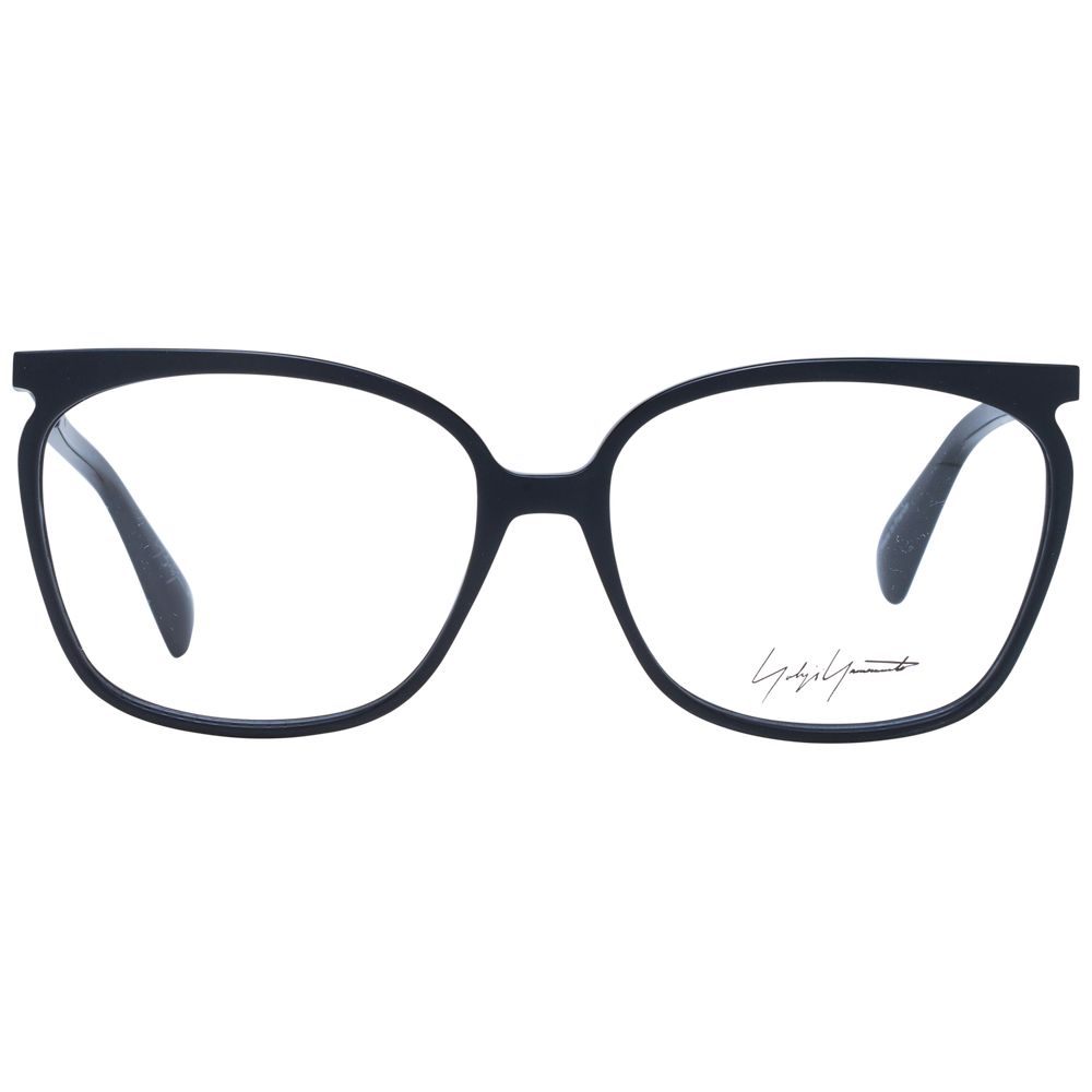 Yohji Yamamoto Black Unisex Glasses Frame, full-rim acetate square style, 58-16-145 size with branded soft case.