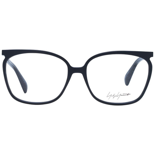 Yohji Yamamoto Black Unisex Glasses Frame, full-rim acetate square style, 58-16-145 size with branded soft case.