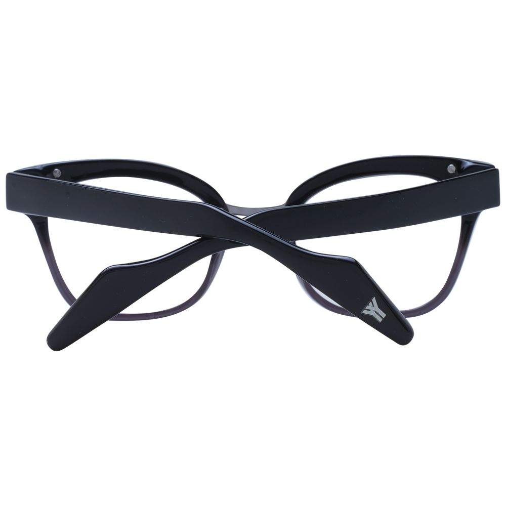 Yohji Yamamoto Black Unisex Glasses Frame in acetate, full-rim, butterfly style, size 49-21-140, with branded soft case.