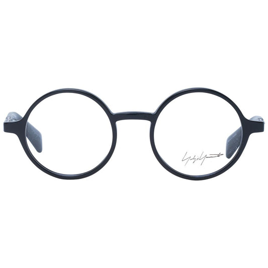 Yohji Yamamoto Black Unisex Glasses Frame with full-rim acetate design and demo lenses, style Panto.