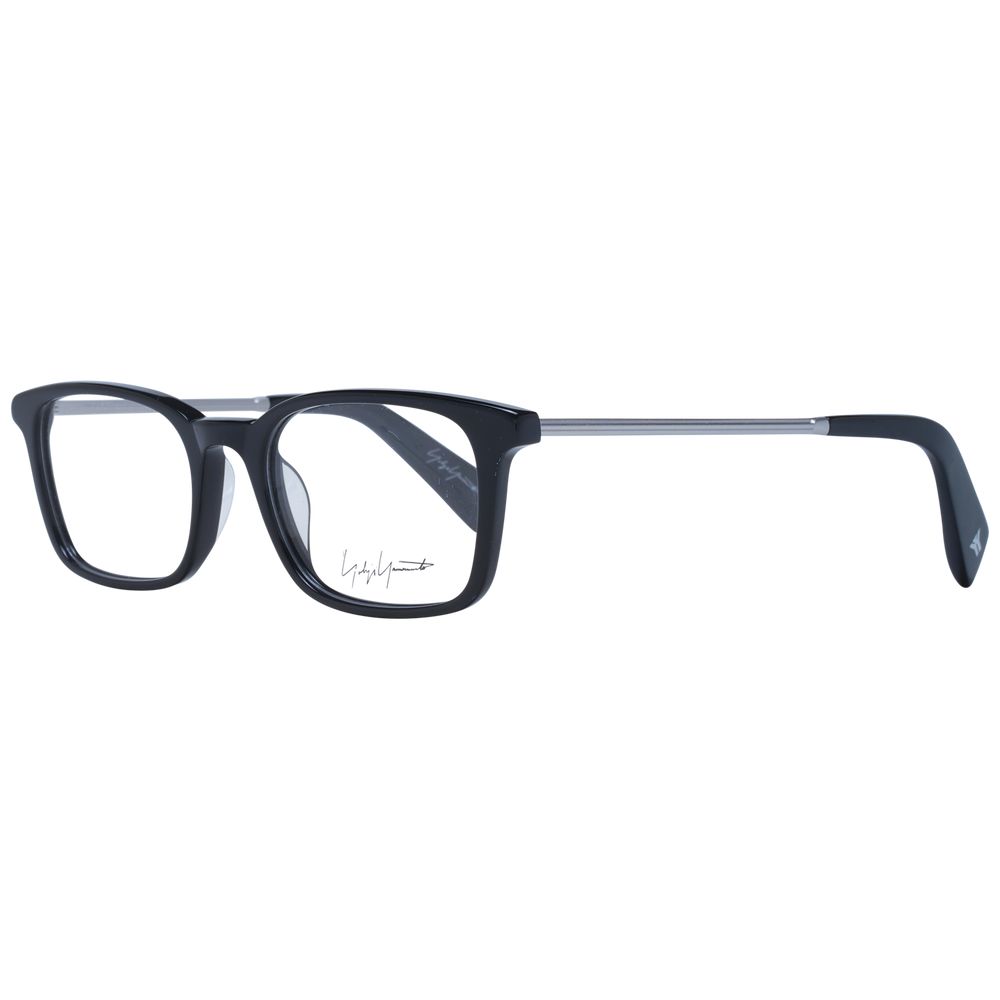 Yohji Yamamoto Black Unisex Glasses Frame, full-rim acetate design, rectangle shape with demo lenses, size 51-19-140.
