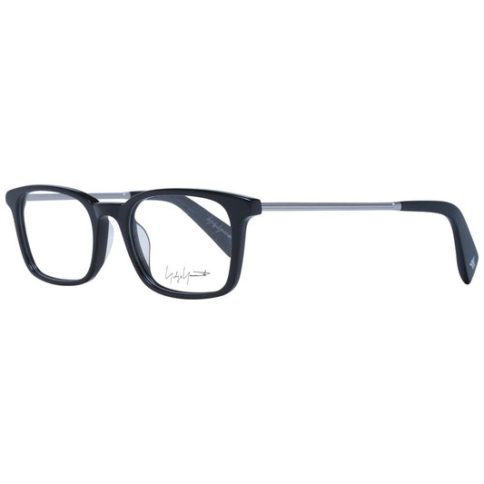 Yohji Yamamoto Black Unisex Glasses Frame, full-rim acetate design, rectangle shape with demo lenses, size 51-19-140.