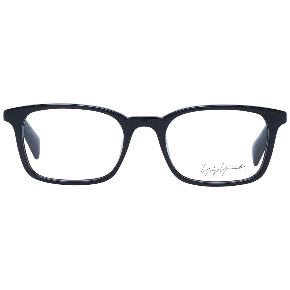 Yohji Yamamoto Black Unisex Glasses Frame in full-rim acetate with demo lenses.