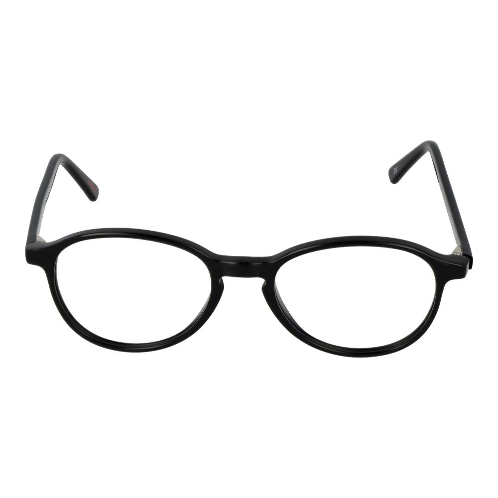 Andy Wolf Black Unisex Glasses Frame in full-rim acetate with demo lenses, size 52-18-145, featuring a panto style and branded case included.
